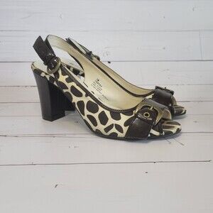 Naturalizer Brown and Cream Patterned Heels